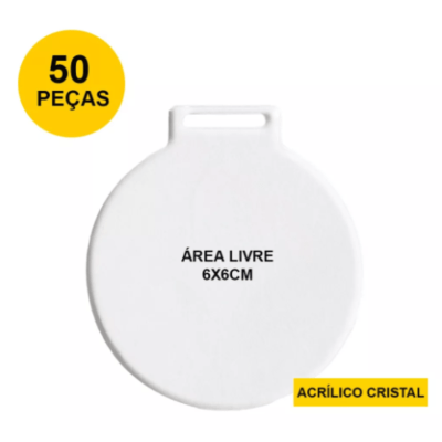 Medalha Acrílico Cristal Sem Personalização - Kit 100 Peças
