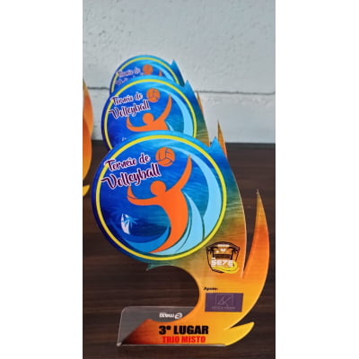 Troféu de Acrílico volleyball com base dobrada