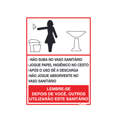 PLACA SANITÁRIO - FEMININO(INSTRUÇÕES E RECOMENDAÇÕES)